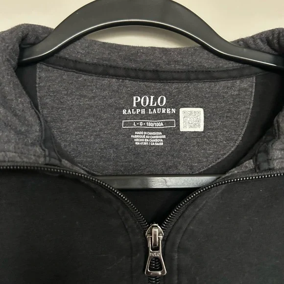 Polo by Ralph Lauren Men's Black Soft Touch Quarter-Zip Sweater - Picture 3 of 4